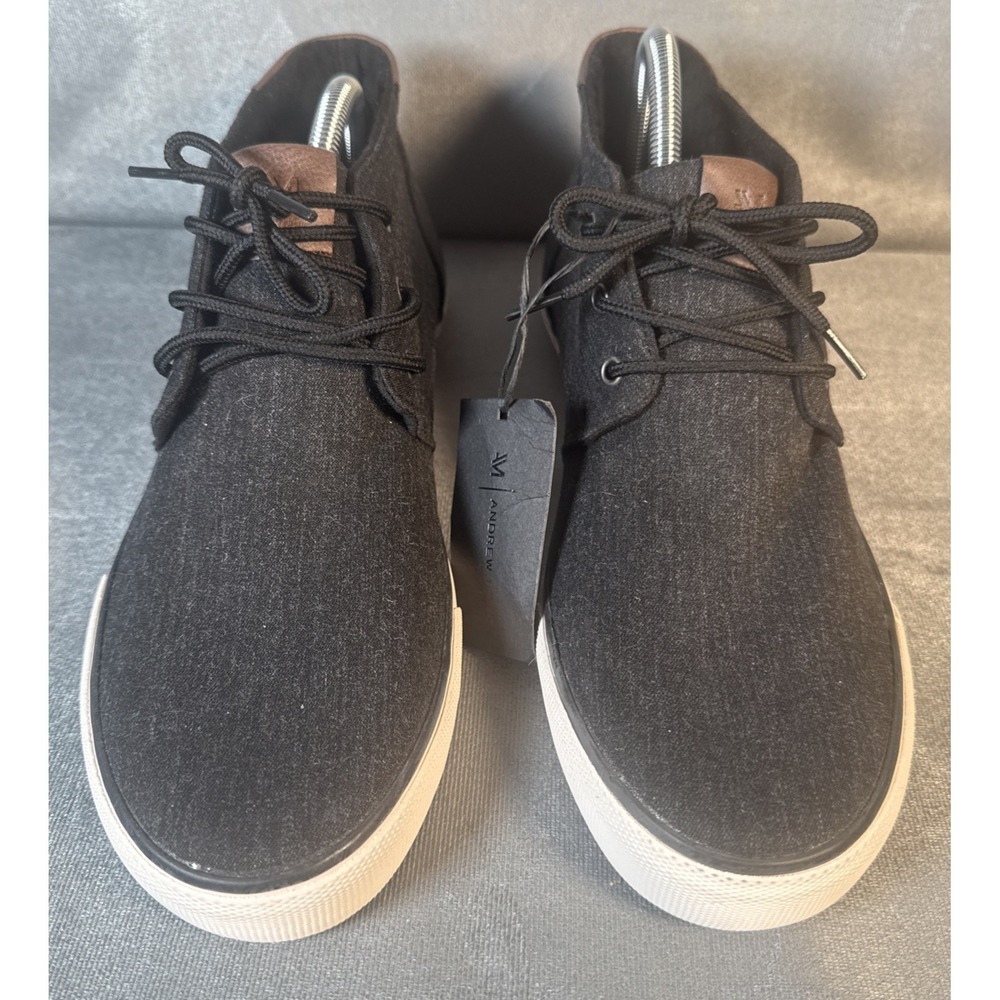 Andrew Marc Walton Mens Black Canvas Lifestyle Sneakers Chukka Shoes NWT Sz 11.5